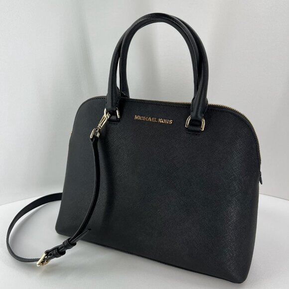 Michael Kors Handbags - Michael Kors Cindy Large Dome Satchel Crossbody Bag Women Saffiano Leather Black